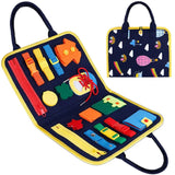 Montessori Busy Board for Toddlers | Foldable Sensory Activity Travel Toy
