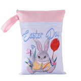 Babyshow 1PC Washable Wet Dry Bag Wetbag for Baby Diapers Nappies Waterproof Reusable Diaper Bag with Two Zippers 25cmx35cm