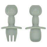 2PCS Cute Baby Learning Spoons Utensils Set Food Grade Silicone Sticky Spoon Children Cutlery Training Spoon Feeding Tableware
