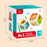 6 In 1 Activity Cube For Babies And Toddlers With Music And Light - Montessori Shape Sorter Learning Toy 1-3 Car Seat Travel Toy