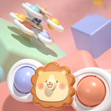 3 in 1 Suction Cups Spinning Top Toy For Baby Game Infant Teether Relief Stress Educational Rotating Rattle Bath Toys For Kids