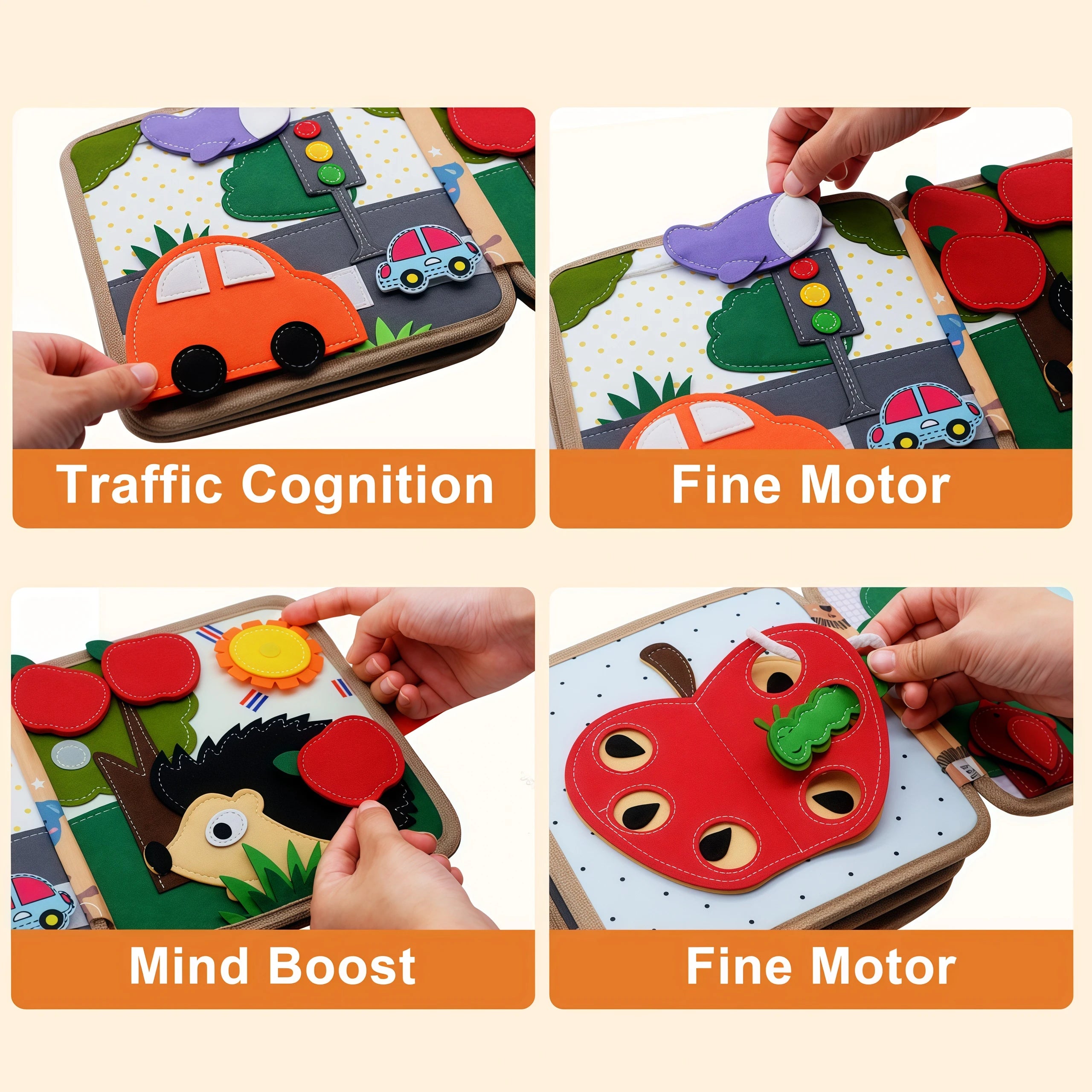 Montessori Quiet Book for Toddlers | Soft Sensory Activity Book