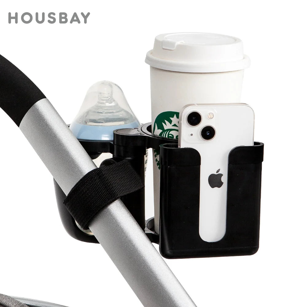 2-in-1 Stroller Cup Holder – Hands-Free Drink & Phone Holder for Easy Walks with Baby