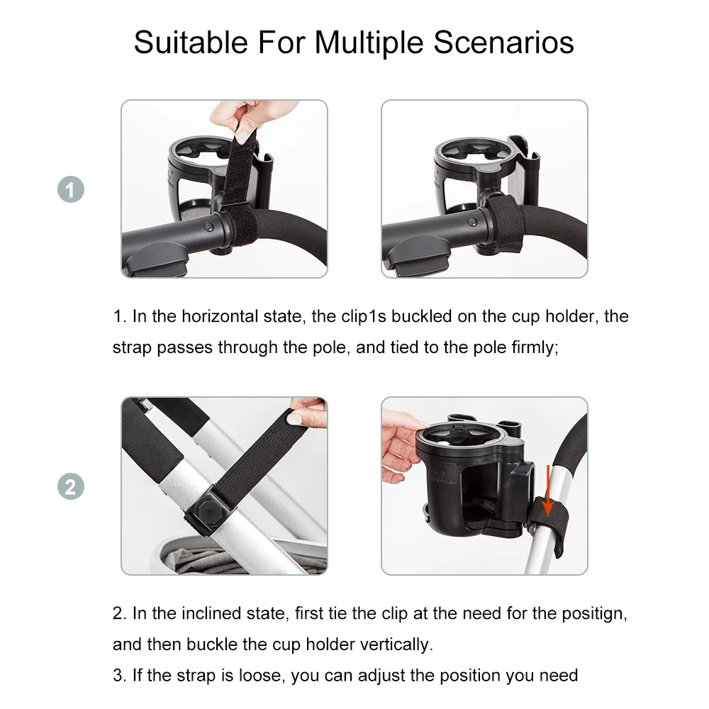 2-in-1 Stroller Cup Holder – Hands-Free Drink & Phone Holder for Easy Walks with Baby