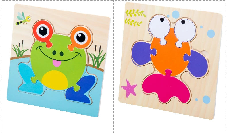 Baby Wooden 3D Puzzles Tangram Shapes Learning Educational Cartoon Animal Intelligence Jigsaw Toys For Children Gift
