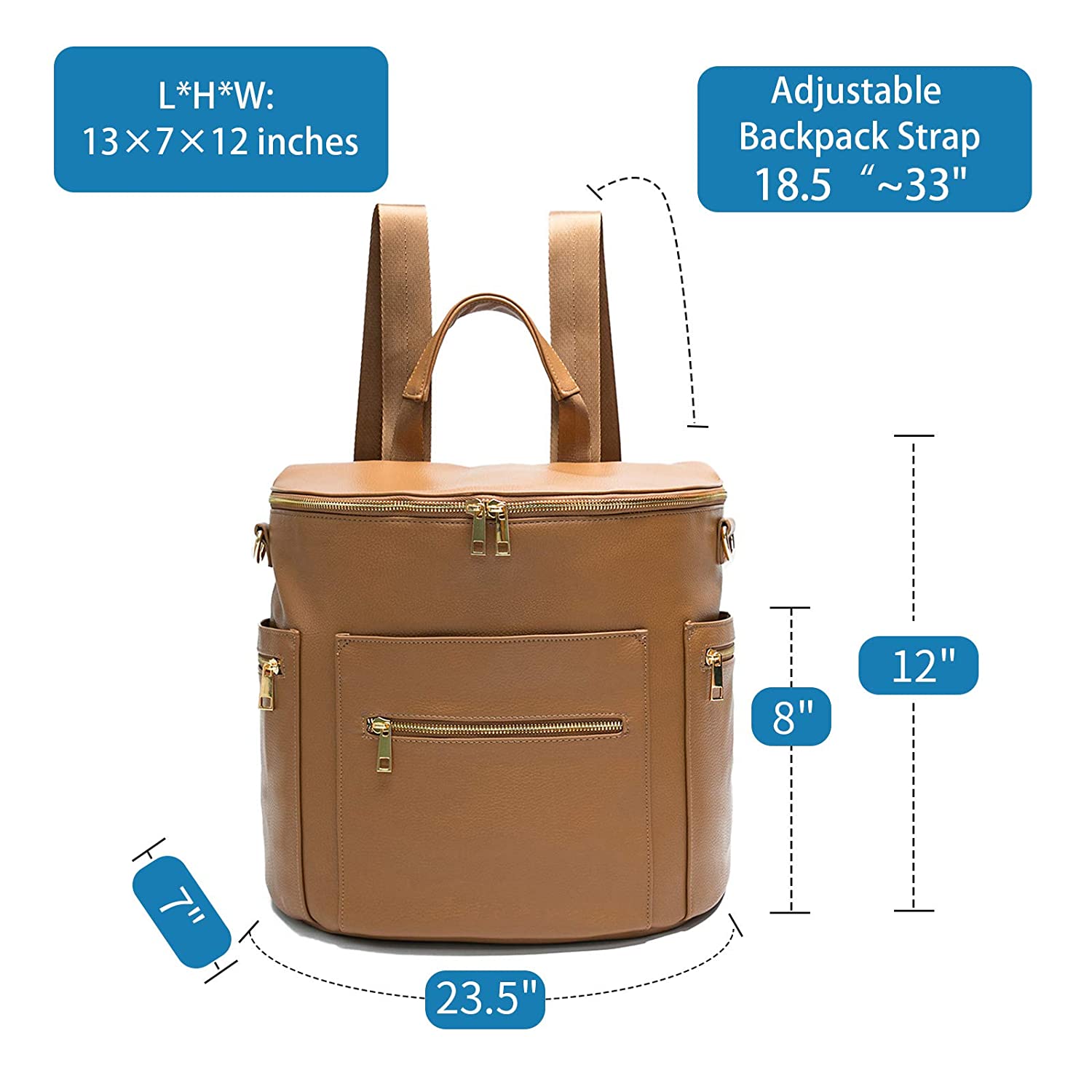 New Fashion Mommy Bag Pu Leather Diaper Backpack Bag with Changing Pad Baby Organizer Baby Nappy Bag Mummy Daddy Backpack