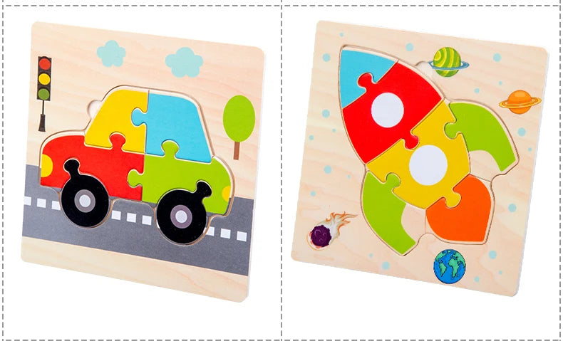 Baby Wooden 3D Puzzles Tangram Shapes Learning Educational Cartoon Animal Intelligence Jigsaw Toys For Children Gift