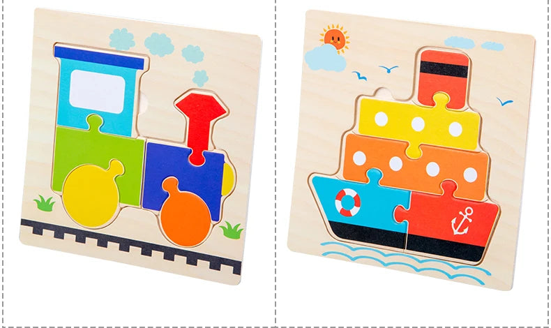 Baby Wooden 3D Puzzles Tangram Shapes Learning Educational Cartoon Animal Intelligence Jigsaw Toys For Children Gift
