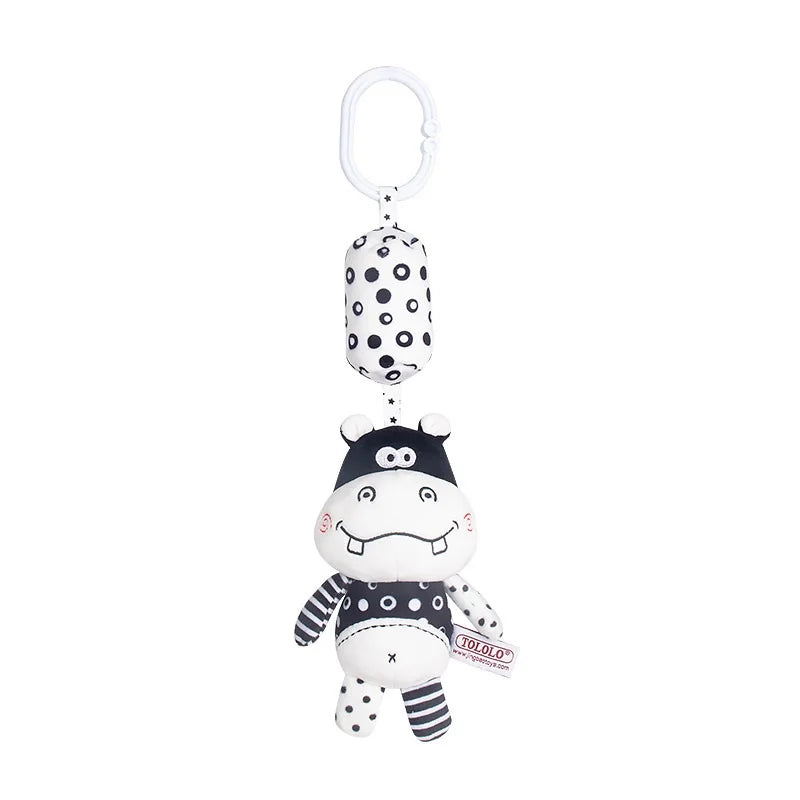 Newborn Bells Soft Plush Rattle Toy Crib Hanging Bell Car Seat Travel Stroller Black And White Wind Chime Educational Toy Gift