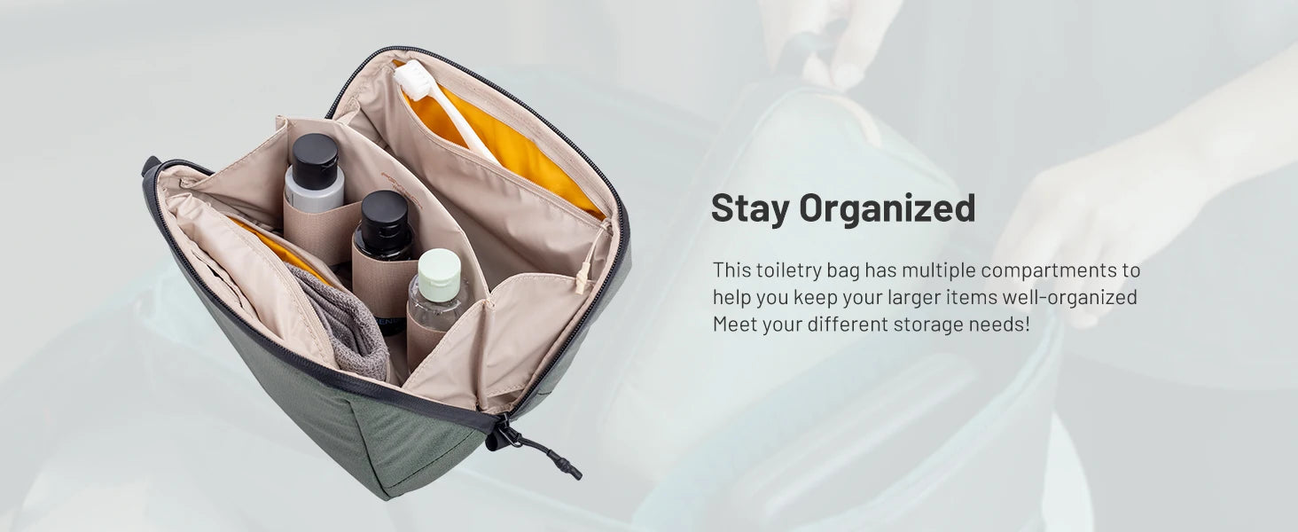 PGYTECH Wash Pouch Hanging Toiletry Bag for Men, Waterproof Dopp Kit Travel Makeup Bag Organizer for Toiletries & Cosmetics