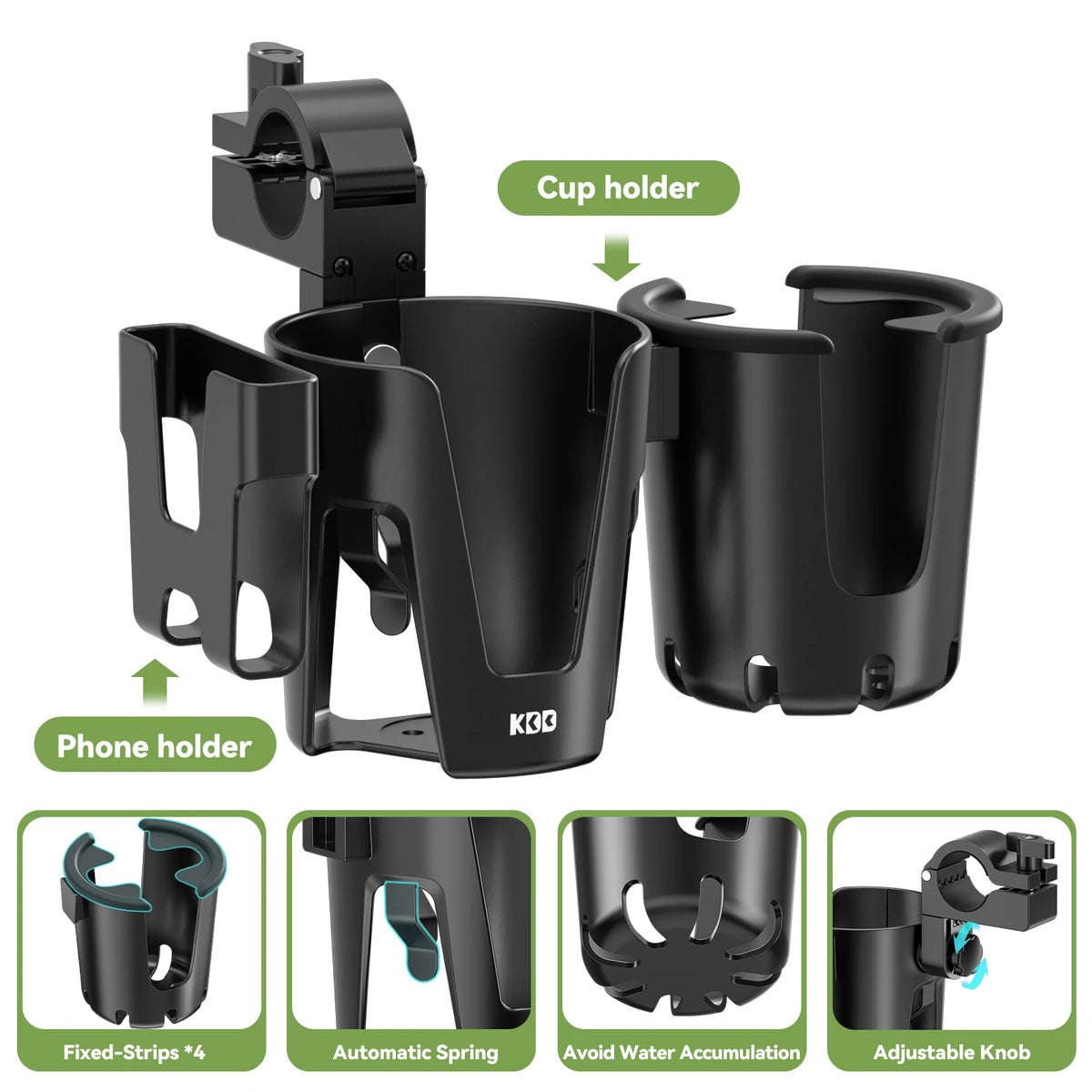 Stroller Cup Holder With Phone Holder Bike Cup Holder Universal Cup Holder For Baby Strollers 3-in-1 Cup Phone Holder For Bike
