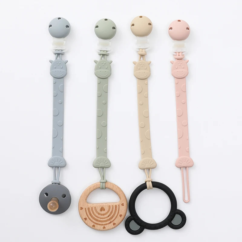Silicone Pacifier Clips, BPA Free One-Piece Design Pacifier Holder for Baby Boy and Girl 3 Month+, Baby Accessories