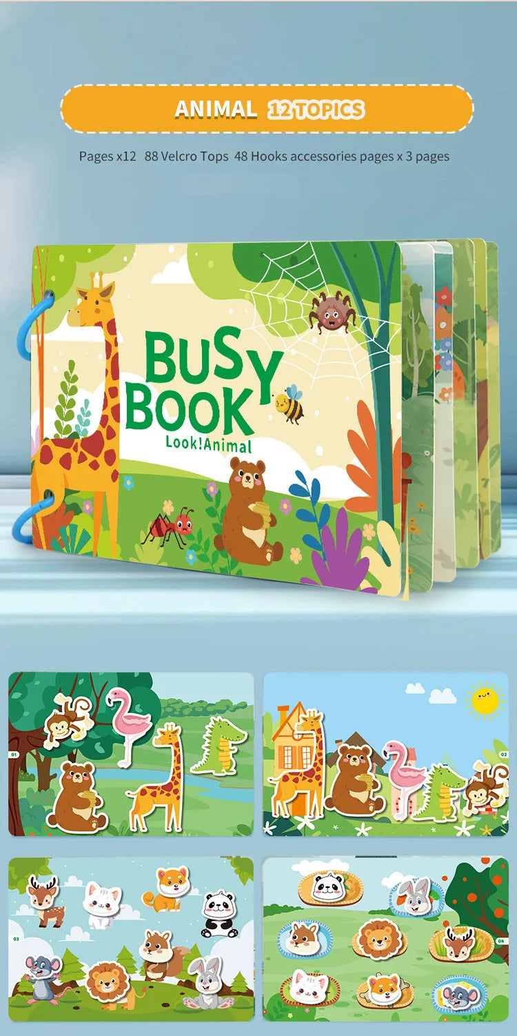 Montessori Busy Book for Toddlers – Reusable Matching Activity Toy