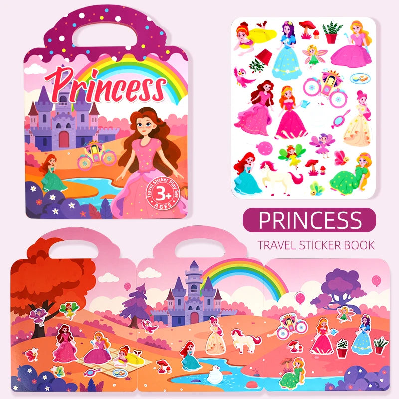 Children Portable Quiet Busy Paste A Book DIY Reusable Sticker Books Multi-scene Bubble Sticker Jelly Paste Sticker Toys