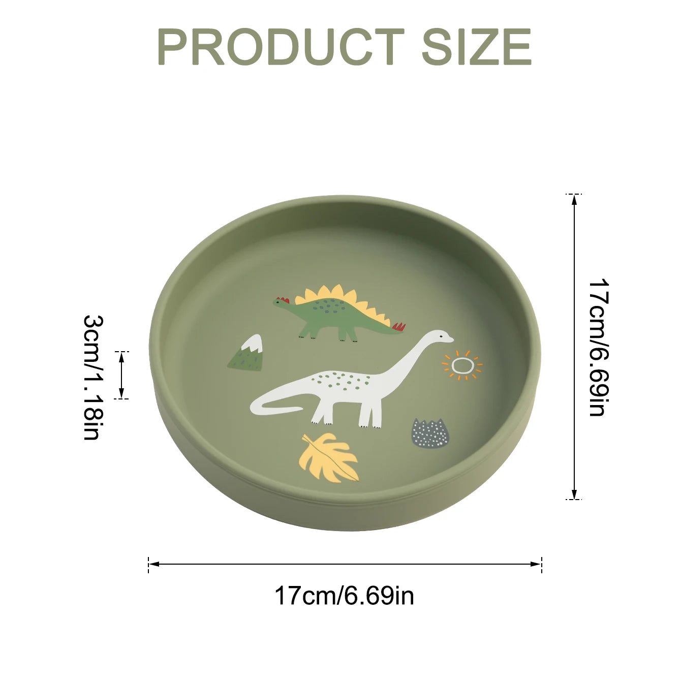 1PCS Dinosaur Silicone Baby Plate BPA Free Cartoon Food Tray For Toddlers Self Feeding Training 6M+ Easy Clean Tableware