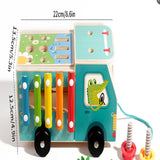 Montessori Farm Truck Activity Toy – Wooden Hammer, Sorting & Sensory Learning Toy for Toddlers