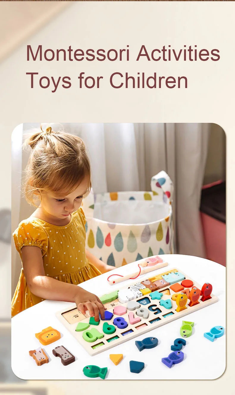 Montessori Wooden Shape & Number Matching Board | Toddler Learning Toy