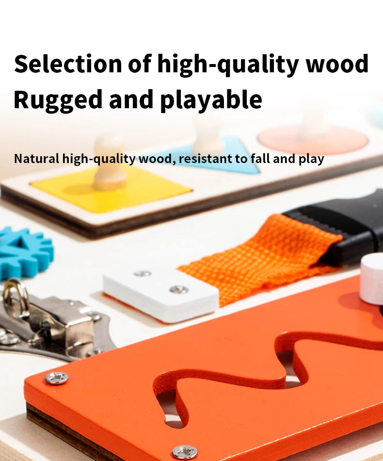 Wooden Montessori Busy Board Toy | Sensory Activity Board for Toddlers