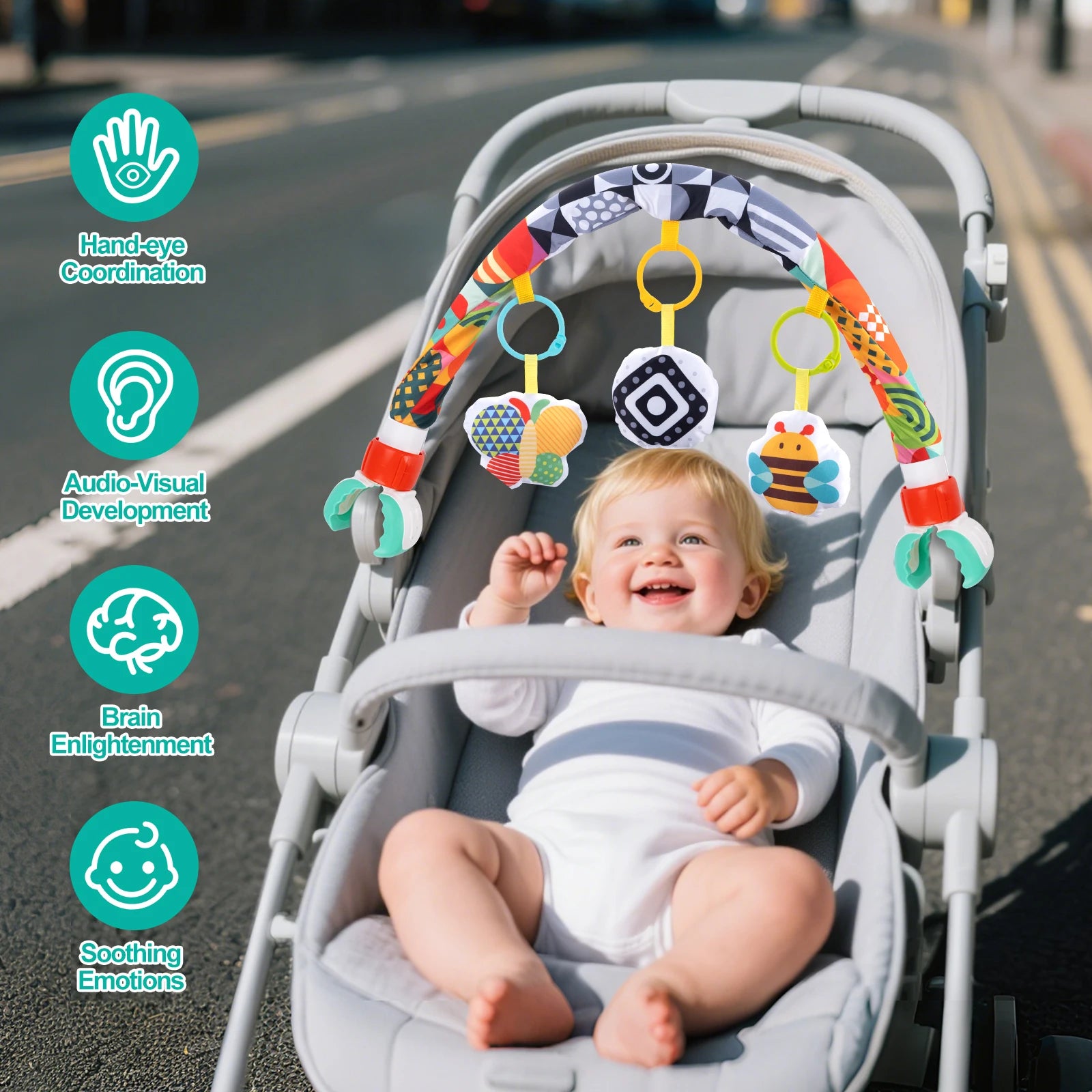 Baby Stroller Arch Toys Bouncer Toy Pram Activity Arch Toys Fine Motor Skills Toys Sensory Development Baby Car S