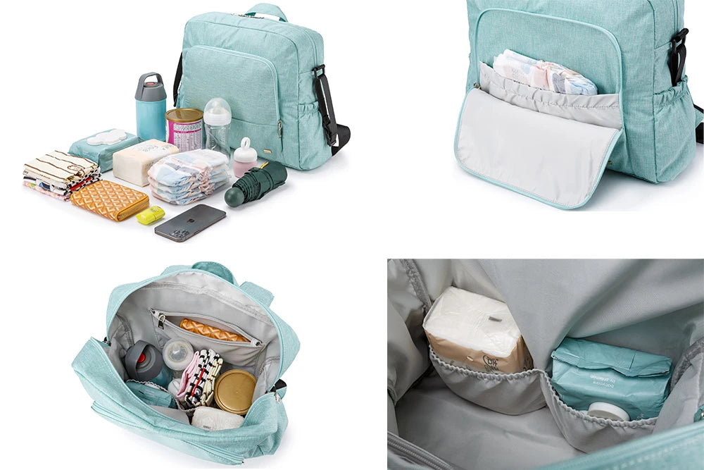 Soboba Solid Diaper Bag Fashion Waterproof Multi-functional Diaper Backpack Nursing Changing Bag for Baby Large Stylish Bag