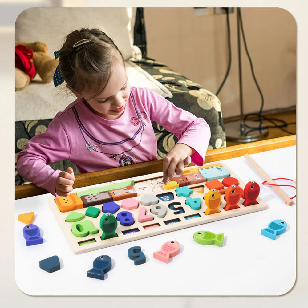 Montessori Wooden Shape & Number Matching Board | Toddler Learning Toy