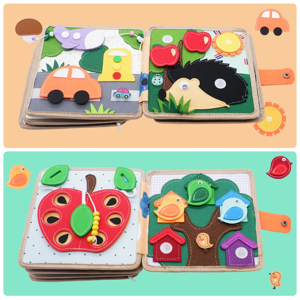 Montessori Felt Quiet Book for Toddlers | Travel Activity Busy Book