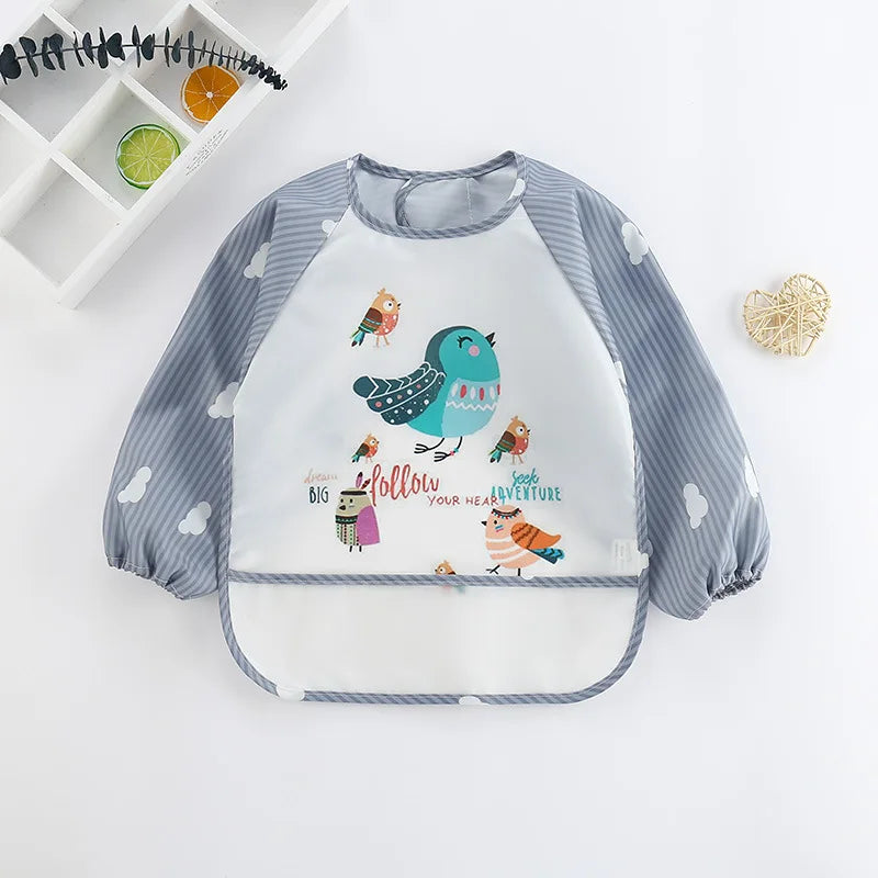 Waterproof EVA Full Sleeve Baby Bibs Children Apron Long Sleeve Feeding Smock Kids Eating Breastplate Infant Scarf Clothing