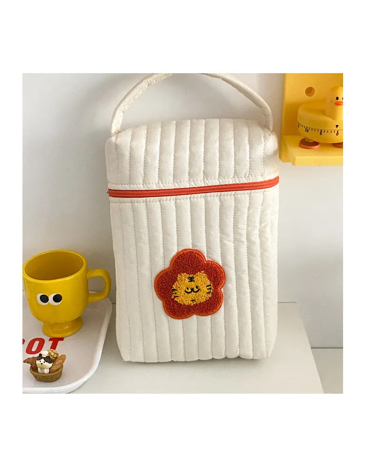 Baby Diaper Bag for Mom Cotton Bear Mommy Bags Nappy Diapers Organizer Zipper Women Handbags Maternity Bag Cartoon Beige Sac