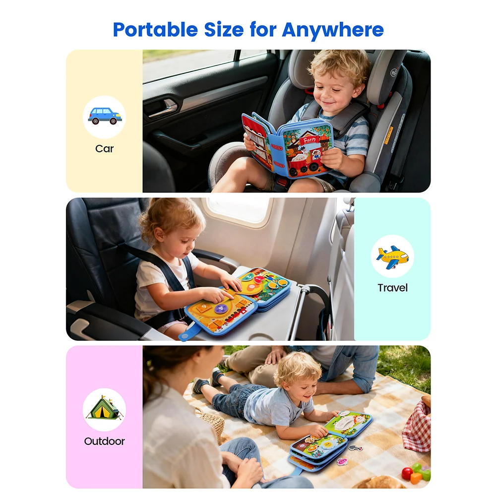 Montessori Toy Busy Board Giraffe Busy Book Preschool Learning Educational Quiet Book Sensory Travel Toy for Baby 3 4 5 6 Ages