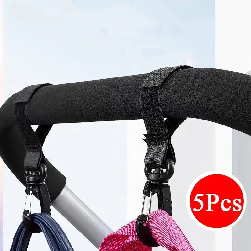 2/5pcs Stroller Hooks  Hook Buckle Stroller Hanger Organizer Buckles Clip Aluminum Alloy Carabiner Cart Diaper Bag Shopping Pram