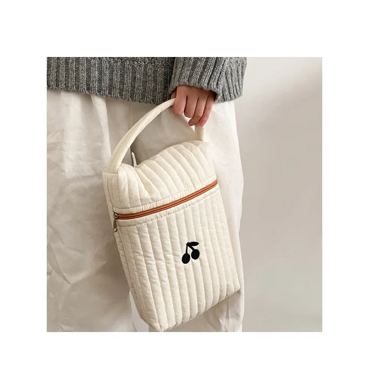 Baby Diaper Bag for Mom Cotton Bear Mommy Bags Nappy Diapers Organizer Zipper Women Handbags Maternity Bag Cartoon Beige Sac