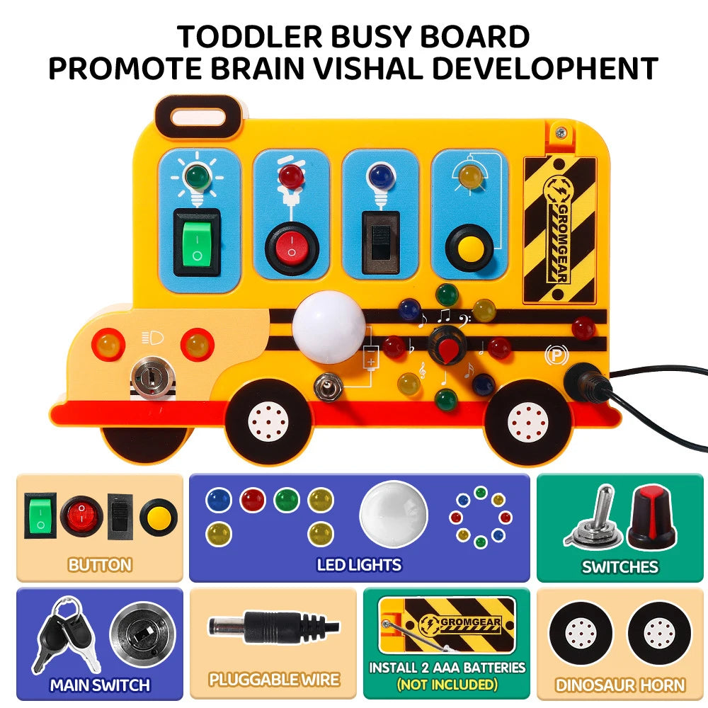 Montessori LED Busy Board Sensory Toy | Toddler Activity Board