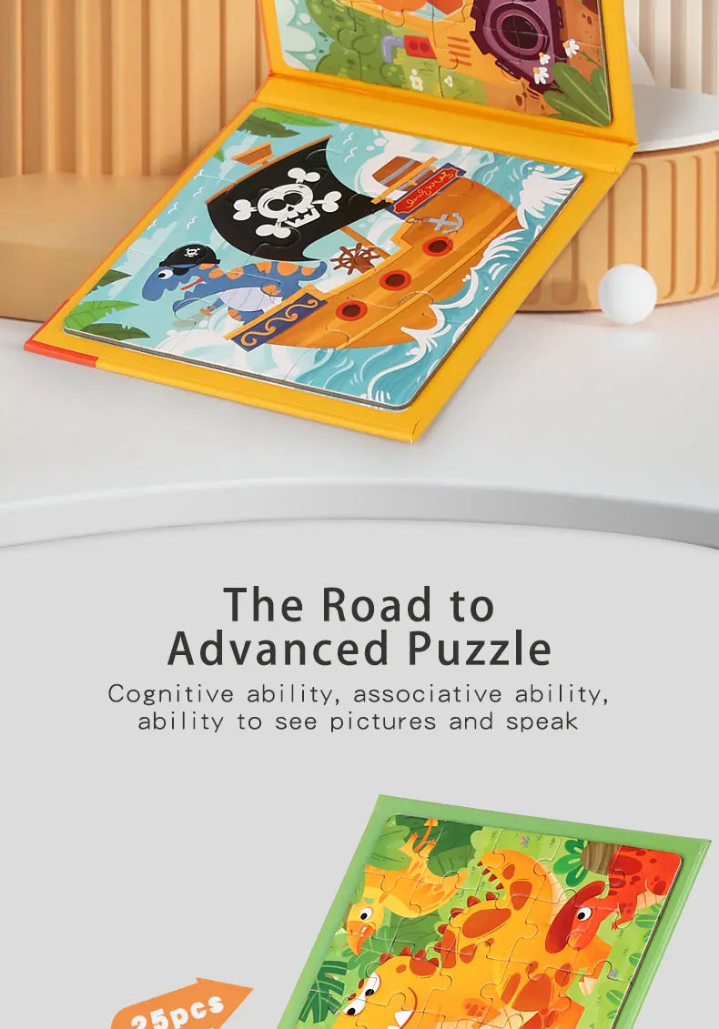 Magnetic Puzzles Games for Kids Busy Quiet Cartoon Animals Jigsaw Book Montessori Baby Educational Toys Children's Early Gifts