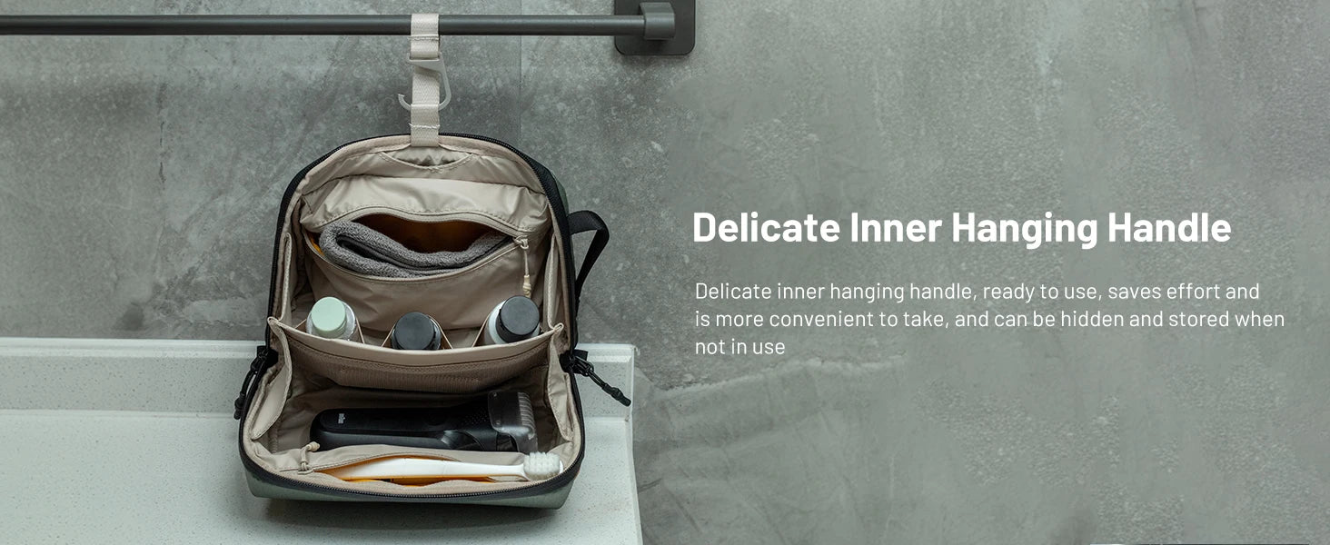 PGYTECH Wash Pouch Hanging Toiletry Bag for Men, Waterproof Dopp Kit Travel Makeup Bag Organizer for Toiletries & Cosmetics