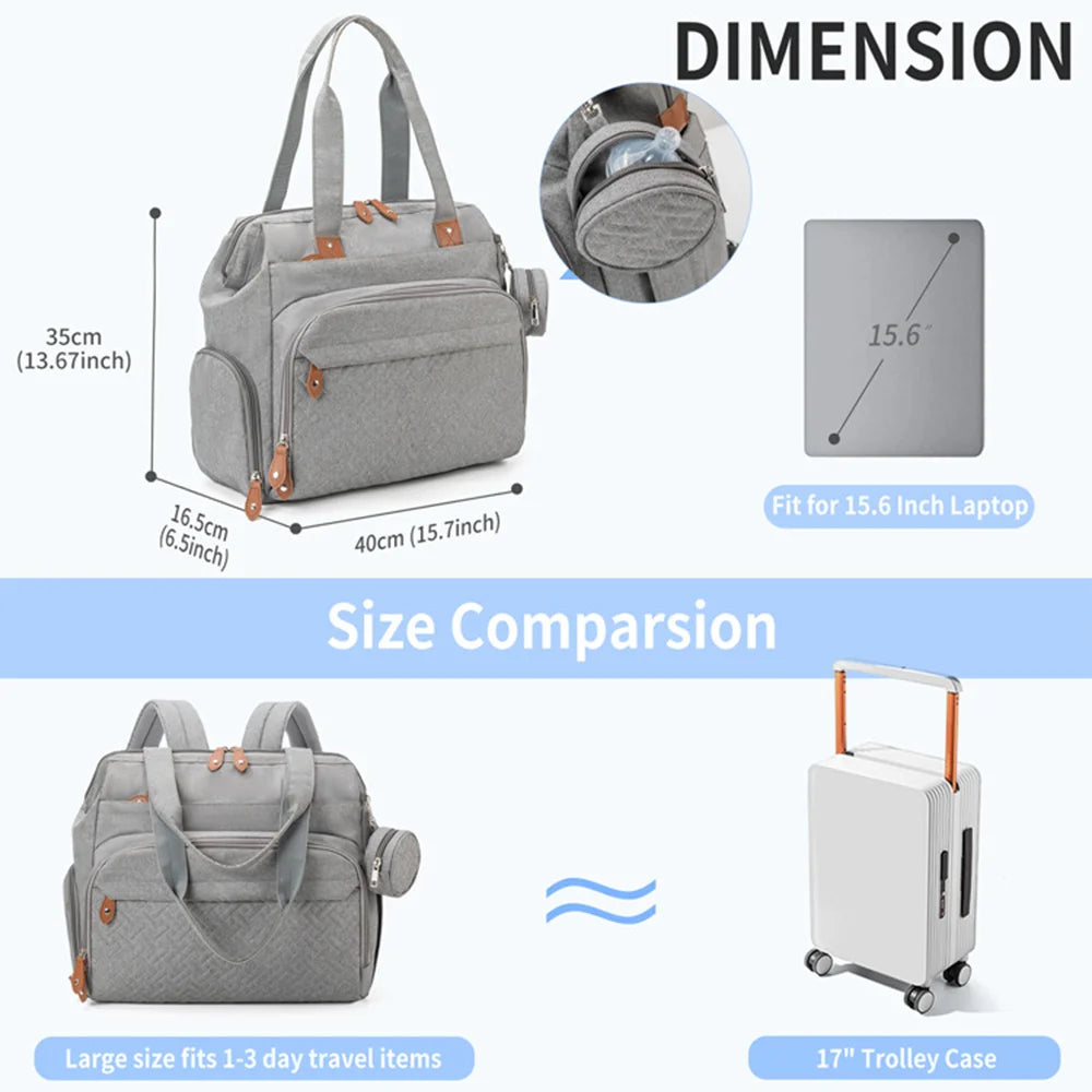 Diaper Bag Backpack with Pacifier Case – Large Capacity Baby Travel Organizer