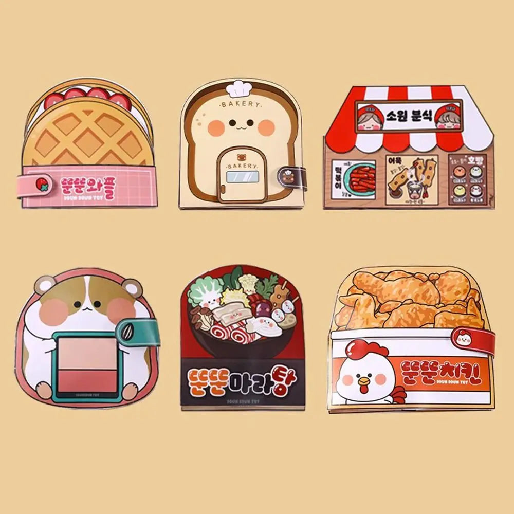 Paper Waffle Quiet Book Colorful Fried Chicken Cartoon Busy Book Convenience Store Handmade Toy Snack Bar Sticker Game
