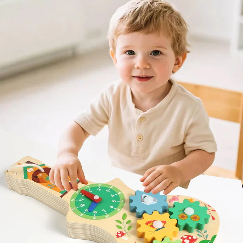 Montessori Wooden Busy Board with Music | Toddler Sensory Activity Toy