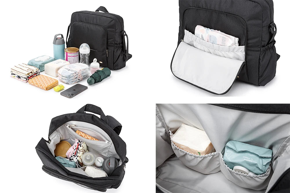 Soboba Solid Diaper Bag Fashion Waterproof Multi-functional Diaper Backpack Nursing Changing Bag for Baby Large Stylish Bag