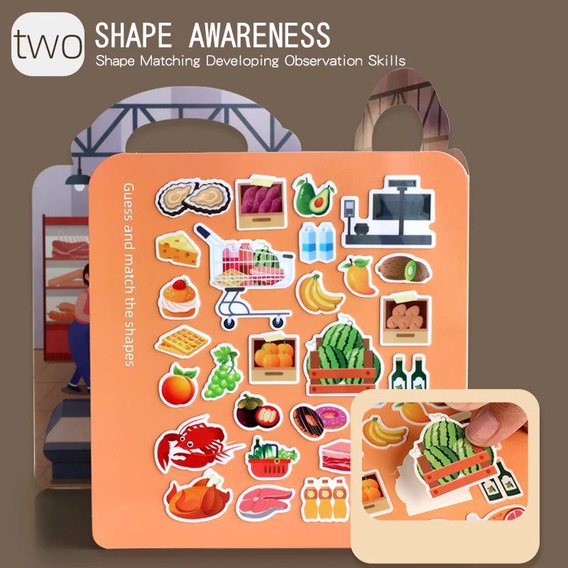 Children Portable Quiet Busy Paste A Book DIY Reusable Sticker Books Multi-scene Bubble Sticker Jelly Paste Sticker Toys