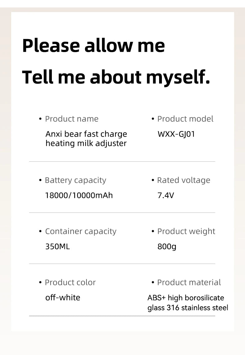 18000/10000mAh High-Power Constant Temperature Cup Quick Hot Water And Milk Heating Portable Baby Bottle Warmer