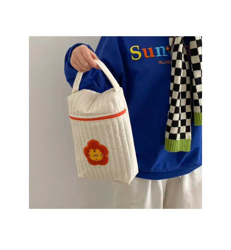 Baby Diaper Bag for Mom Cotton Bear Mommy Bags Nappy Diapers Organizer Zipper Women Handbags Maternity Bag Cartoon Beige Sac