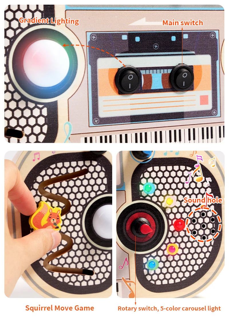 Kids Lights Busy Board Montessori Sensory Toys Switch LED Light Games Activity Board Thinking Education Baby Travel Toys 2-6year