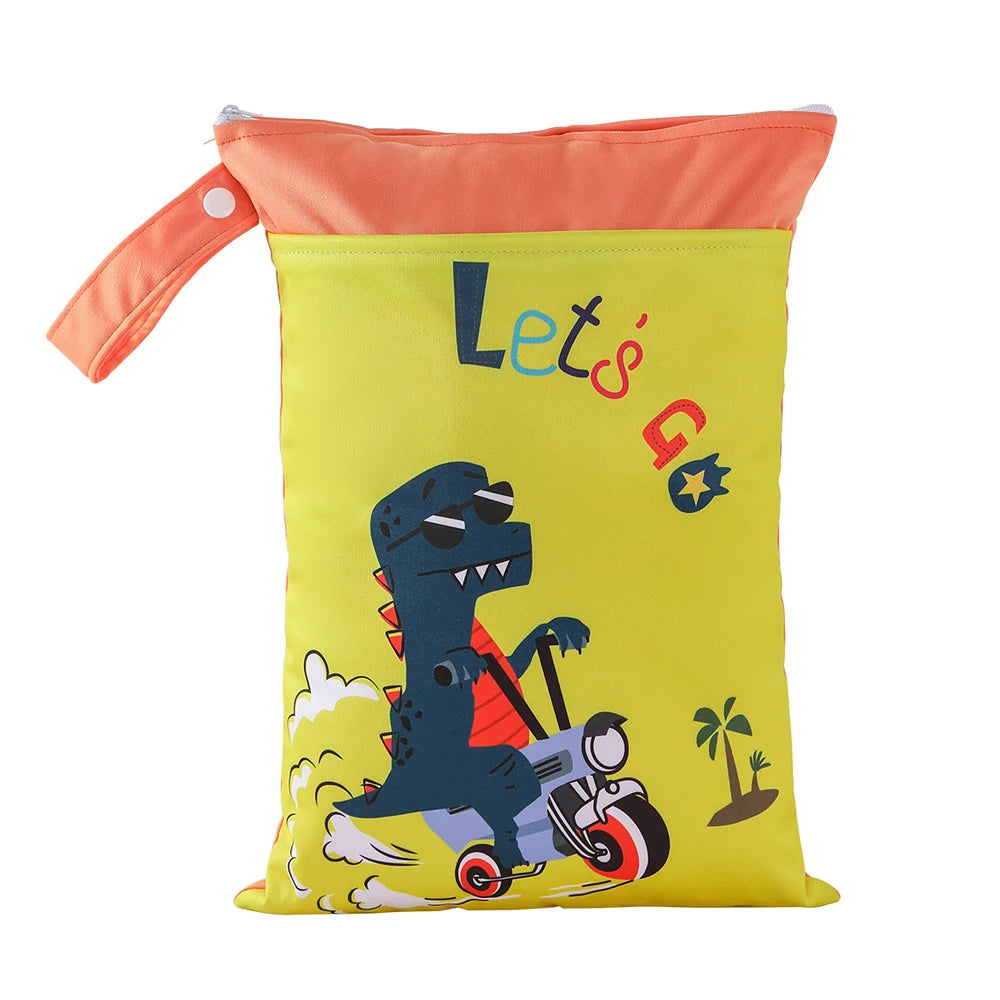 Babyshow 1PC Washable Wet Dry Bag Wetbag for Baby Diapers Nappies Waterproof Reusable Diaper Bag with Two Zippers 25cmx35cm