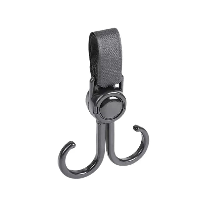 Double Hook Baby Stroller Hanger 360-degree Rotation Adjustment Cart Hook and Loop Fastener Stroller Accessories