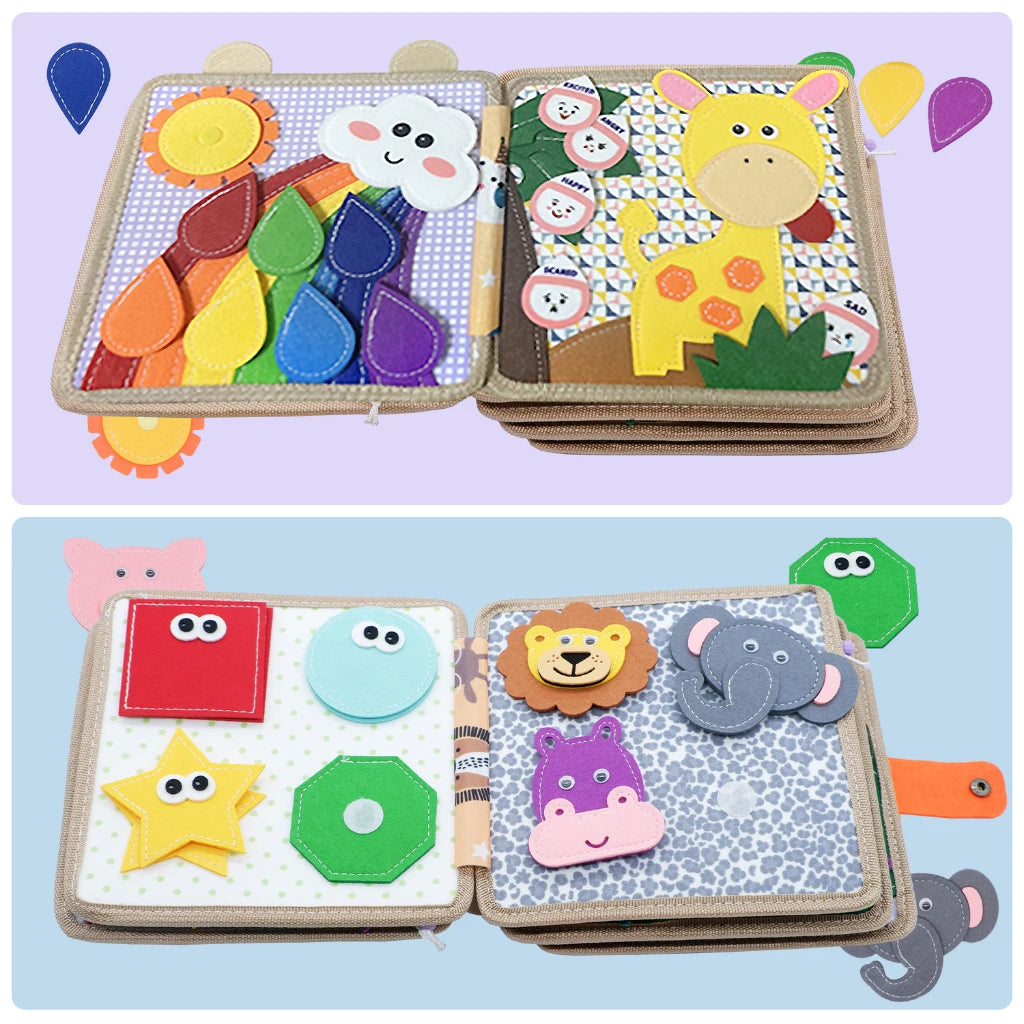 Montessori Felt Quiet Book for Toddlers | Travel Activity Busy Book