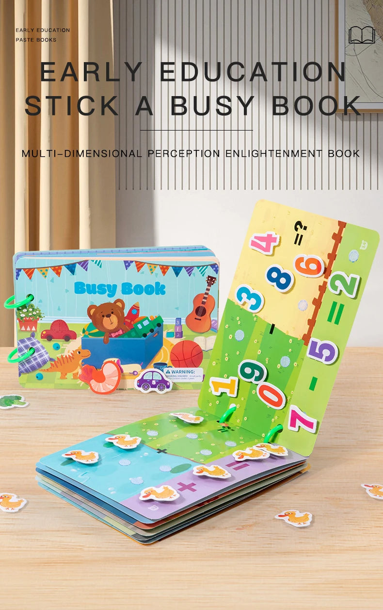 1pcs Children's Early Learning Enlightenment Quiet Book, Repeatedly Sticky Paper, Busy Book, Baby Puzzle, Science Teaching Toys