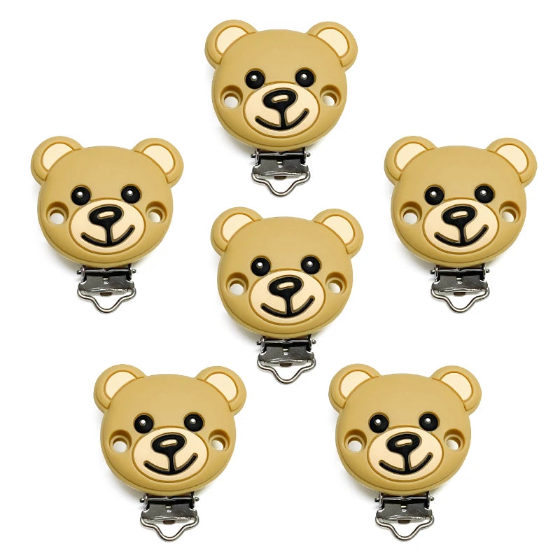 1set Toy Bear Silicone Pacifier Clip Pacifier Chain Holder Soother Nursing Clips BPA Free Pacifier Chain Accessories