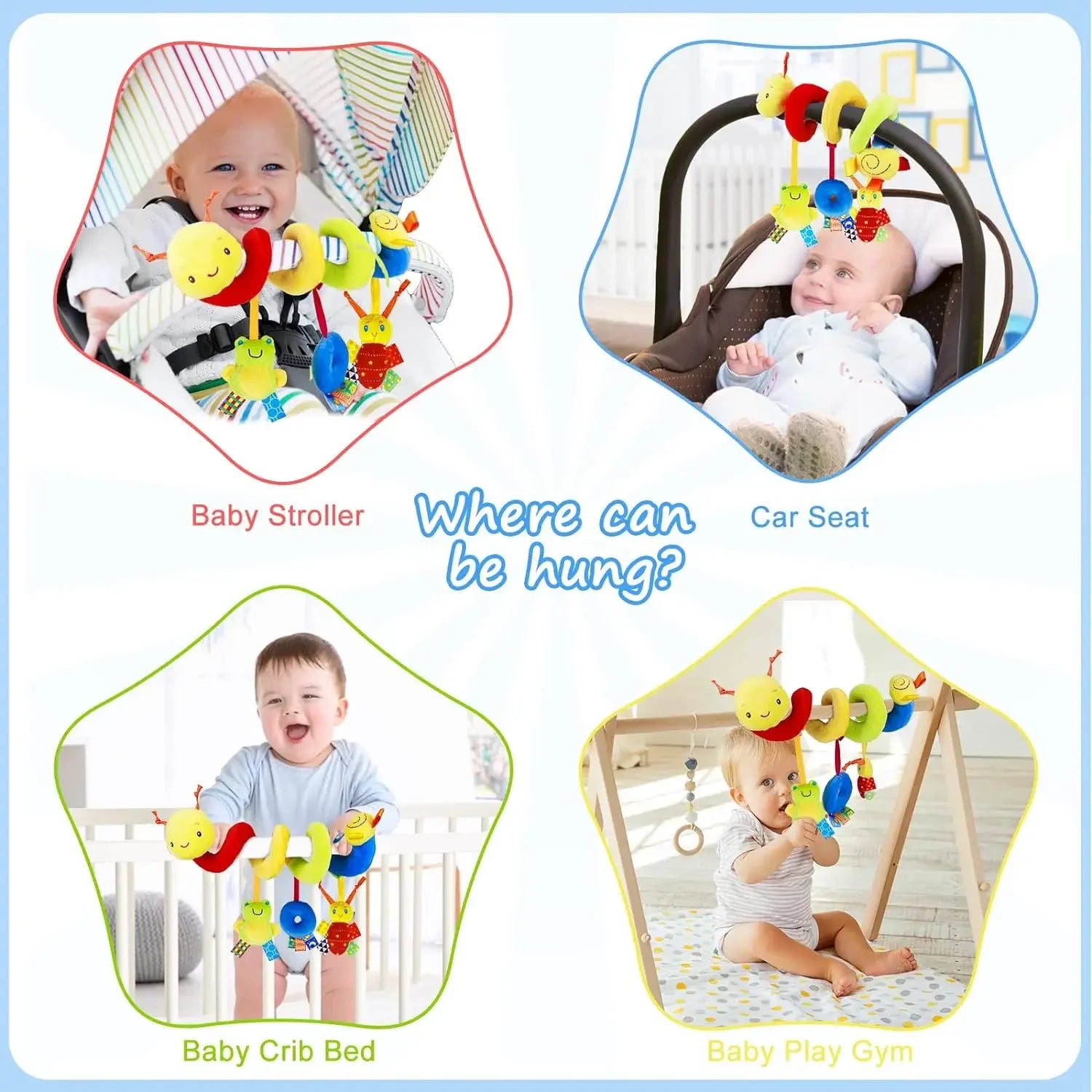 Car Seat Toys Infant Plush Hanging Toys for Babies 0 3 6 12 Months Stroller Crib Mobile Rattles Bed Winding Plush Baby Toy Gift