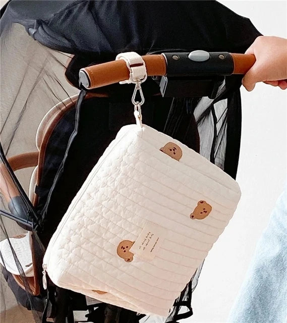Korea Style Newborn Baby Care Diaper Bag Mummy Shoulder Bag Embroidery Quilted Stroller Diaper Storage Organizer Large Handbags