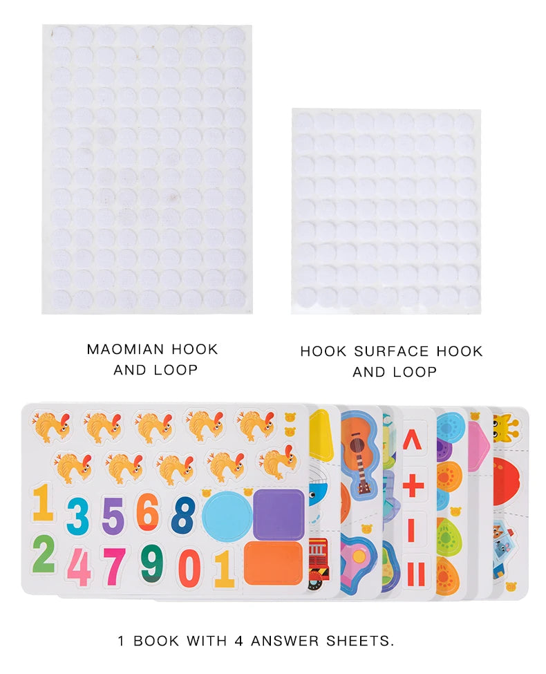 1pcs Children's Early Learning Enlightenment Quiet Book, Repeatedly Sticky Paper, Busy Book, Baby Puzzle, Science Teaching Toys